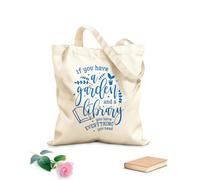 AILOONG Sacs de courses en polyester et coton Citations sur le thème « Si vous avez un jardin et une bibliothèque » tissu épais de 340g/m² Réutilisable