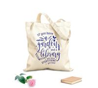 AILOONG Sacs de courses en polyester et coton Citations sur le thème « Si vous avez un jardin et une bibliothèque » tissu épais de 340g/m² Réutilisable
