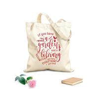 AILOONG Sacs de courses en polyester et coton Citations sur le thème « Si vous avez un jardin et une bibliothèque » tissu épais de 340g/m² Réutilisable