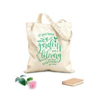 AILOONG Sacs de courses en polyester et coton Citations sur le thème « Si vous avez un jardin et une bibliothèque » tissu épais de 340g/m² Réutilisable
