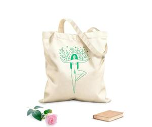 AILOONG Sacs de courses en polyester et coton Croissance divine de l'arbre et de la plante Vrksansana, posture de yoga du corps tissu épais de 340g/m² Réutilisable