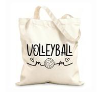 AILOONG Sacs de courses en polyester et coton Fichier de découpe pour maman de joueuse de volley-ball, jour de match d'automne tissu épais de 12 oz Réutilisable 35x40cm Grand