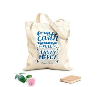 AILOONG Sacs de courses en polyester et coton Inscription manuscrite avec un verset biblique : « La Terre, ô Seigneur ! » tissu épais de 340g/m² Réutilisable