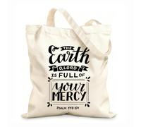 AILOONG Sacs de courses en polyester et coton Inscription manuscrite avec un verset biblique : « La Terre, ô Seigneur ! » tissu épais de 12 oz Réutilisable 35x40cm Grand