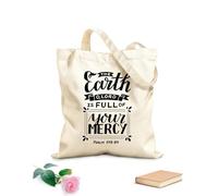 AILOONG Sacs de courses en polyester et coton Inscription manuscrite avec un verset biblique : « La Terre, ô Seigneur ! » tissu épais de 12 oz Réutilisable 35x40cm Grand