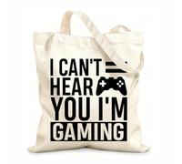 AILOONG Sacs de courses en polyester et coton Je ne t'entends pas, je joue (Citations de jeux vidéo) tissu épais de 12 oz Réutilisable 31x36cm Moyen