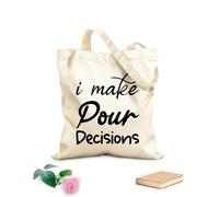 AILOONG Sacs de courses en polyester et coton Je prends des décisions difficiles (citation en lettres noires) tissu épais de 12 oz Réutilisable 35x40cm Grand