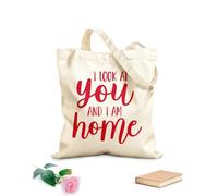 AILOONG Sacs de courses en polyester et coton « Je te regarde et je me sens chez moi » - Citations inspirantes tissu épais de 340g/m² Réutilisable