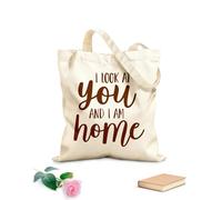 AILOONG Sacs de courses en polyester et coton « Je te regarde et je me sens chez moi » - Citations inspirantes tissu épais de 340g/m² Réutilisable