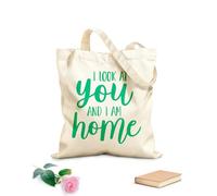 AILOONG Sacs de courses en polyester et coton « Je te regarde et je me sens chez moi » - Citations inspirantes tissu épais de 340g/m² Réutilisable