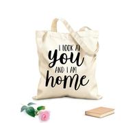 AILOONG Sacs de courses en polyester et coton « Je te regarde et je me sens chez moi » - Citations inspirantes tissu épais de 12 oz Réutilisable 35x40cm Grand