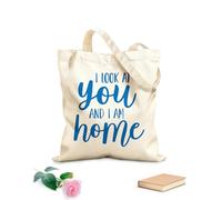 AILOONG Sacs de courses en polyester et coton « Je te regarde et je me sens chez moi » - Citations inspirantes tissu épais de 340g/m² Réutilisable