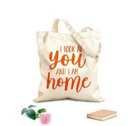 AILOONG Sacs de courses en polyester et coton « Je te regarde et je me sens chez moi » - Citations inspirantes tissu épais de 340g/m² Réutilisable