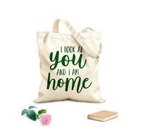 AILOONG Sacs de courses en polyester et coton « Je te regarde et je me sens chez moi » - Citations inspirantes tissu épais de 340g/m² Réutilisable