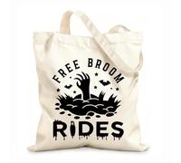 AILOONG Sacs de courses en polyester et coton Joyeux Halloween tissu épais de 12 oz Réutilisable 25x30cm Petit