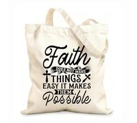 AILOONG Sacs de courses en polyester et coton La foi ne rend pas les choses faciles, elle les rend possibles. tissu épais de 12 oz Réutilisable 35x40cm Grand