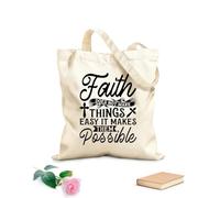 AILOONG Sacs de courses en polyester et coton La foi ne rend pas les choses faciles, elle les rend possibles. tissu épais de 12 oz Réutilisable 25x30cm Petit