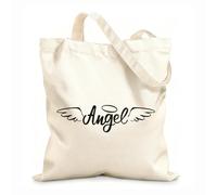 AILOONG Sacs de courses en polyester et coton Lettres manuscrites formant le mot Ange tissu épais de 12 oz Réutilisable 25x30cm Petit