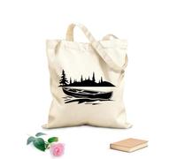 AILOONG Sacs de courses en polyester et coton L'excitation du kayak en eaux vives tissu épais de 12 oz Réutilisable 35x40cm Grand