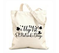 AILOONG Sacs de courses en polyester et coton Ma première calligraphie pour la Saint-Patrick tissu épais de 12 oz Réutilisable 25x30cm Petit