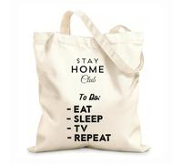 AILOONG Sacs de courses en polyester et coton Manger, dormir, rester à la maison, répéter. Inspirer le lettrage tissu épais de 12 oz Réutilisable 25x30cm Petit