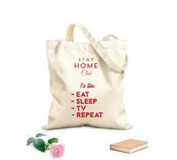 AILOONG Sacs de courses en polyester et coton Manger, dormir, rester à la maison, répéter. Inspirer le lettrage tissu épais de 340g/m² Réutilisable