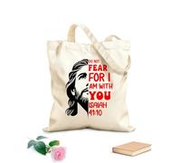 AILOONG Sacs de courses en polyester et coton N'aie pas peur, car je suis avec toi, Chrétien tissu épais de 12 oz Réutilisable 31x36cm Moyen