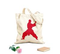 AILOONG Sacs de courses en polyester et coton Silhouette de l'athlète Pencak Silat en action tissu épais de 340g/m² Réutilisable