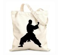 AILOONG Sacs de courses en polyester et coton Silhouette de l'athlète Pencak Silat en action tissu épais de 12 oz Réutilisable 31x36cm Moyen