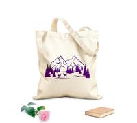 AILOONG Sacs de courses en polyester et coton Silhouette de montagne avec pin et cerf tissu épais de 340g/m² Réutilisable