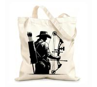 AILOONG Sacs de courses en polyester et coton Silhouettes amusantes de chasse à l'arc - Saison de chasse tissu épais de 12 oz Réutilisable 31x36cm Moyen