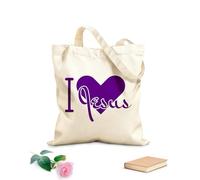 AILOONG Sacs de courses en polyester et coton Slogan créatif « J'aime Jésus » en lettres dessinées à la main tissu épais de 340g/m² Réutilisable