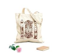 AILOONG Sacs de courses en polyester et coton Tatouage maya noir complexe tissu épais de 340g/m² Réutilisable