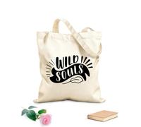 AILOONG Sacs de courses en polyester et coton tissu épais de 12 oz Citations inspirantes et motivantes Âmes sauvages Réutilisable 35x40cm Grand