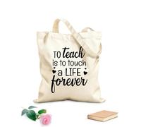 AILOONG Sacs de courses en polyester et coton tissu épais de 12 oz Enseigner, c'est marquer une vie à jamais. Une source d'inspiration. Réutilisable 31x36cm Moyen