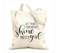 AILOONG Sacs de courses en polyester et coton tissu épais de 12 oz Fais briller ta confiance - Citations de jolie fille Réutilisable 25x30cm Petit