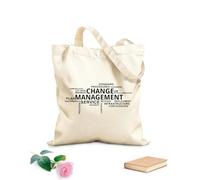 AILOONG Sacs de courses en polyester et coton tissu épais de 12 oz Gestion du changement dans Word Cloud Réutilisable 35x40cm Grand