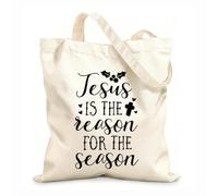 AILOONG Sacs de courses en polyester et coton tissu épais de 12 oz Jésus est la saison des citations Réutilisable 25x30cm Petit