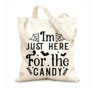 AILOONG Sacs de courses en polyester et coton tissu épais de 12 oz Joyeux Halloween Réutilisable 25x30cm Petit