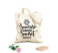 AILOONG Sacs de courses en polyester et coton tissu épais de 12 oz Lever du soleil Coup de soleil Coucher de soleil Répéter Citations inspirantes Réutilisable 35x40cm Grand