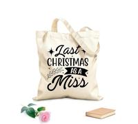 AILOONG Sacs de courses en polyester et coton tissu épais de 12 oz Noël dernier en tant que Miss Réutilisable 25x30cm Petit