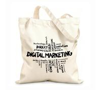 AILOONG Sacs de courses en polyester et coton tissu épais de 12 oz Nuage de mots-clés marketing digital en couleurs Réutilisable 25x30cm Petit