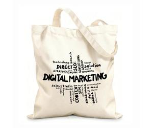 AILOONG Sacs de courses en polyester et coton tissu épais de 12 oz Nuage de mots-clés marketing digital en couleurs Réutilisable 35x40cm Grand