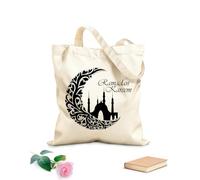 AILOONG Sacs de courses en polyester et coton tissu épais de 12 oz Ramadan Karim Arabic Kareem Réutilisable 31x36cm Moyen