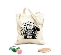 AILOONG Sacs de courses en polyester et coton tissu épais de 12 oz Silhouette artistique stylisée d'hippopotame Réutilisable 25x30cm Petit