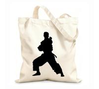 AILOONG Sacs de courses en polyester et coton tissu épais de 12 oz Silhouette de l'athlète Pencak Silat en action Réutilisable 31x36cm Moyen