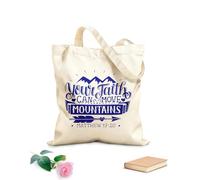 AILOONG Sacs de courses en polyester et coton tissu épais de 340g/m² Calligraphie avec verset biblique : votre foi peut Réutilisable