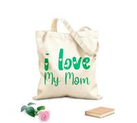 AILOONG Sacs de courses en polyester et coton tissu épais de 340g/m² Citation en lettres noires : « J'aime ma maman » Réutilisable