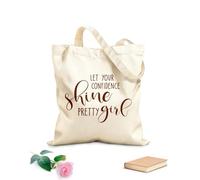 AILOONG Sacs de courses en polyester et coton tissu épais de 340g/m² Fais briller ta confiance - Citations de jolie fille Réutilisable