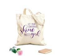 AILOONG Sacs de courses en polyester et coton tissu épais de 340g/m² Fais briller ta confiance - Citations de jolie fille Réutilisable